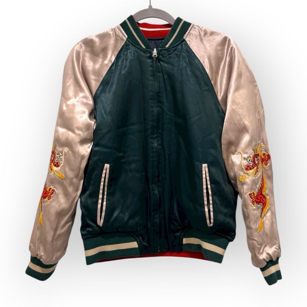 Topshop Rare Reversible Embroidered Sukajan Bomber Jacket – Size 4 (US) - Picture 2 of 6